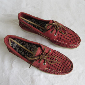 New Sperry Mens Red Top Sider Laser Perforated 10M